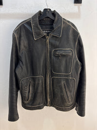 Bazik Black Leather jacket- Size XL