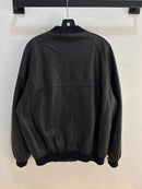 90s Burberry Leather Bomber Jacket L