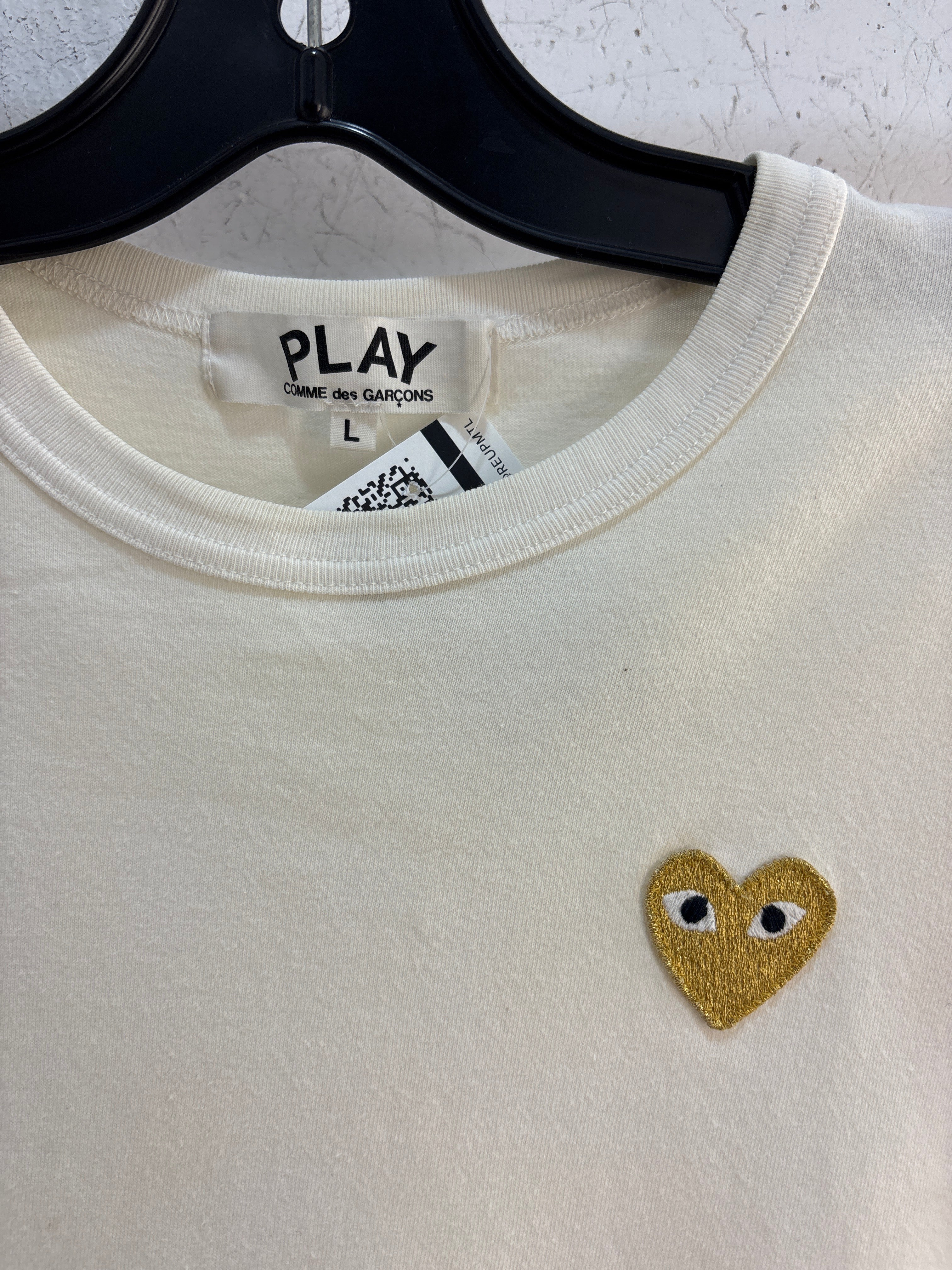 CDG Play Gold Heart T-Shirt - Size L women’s