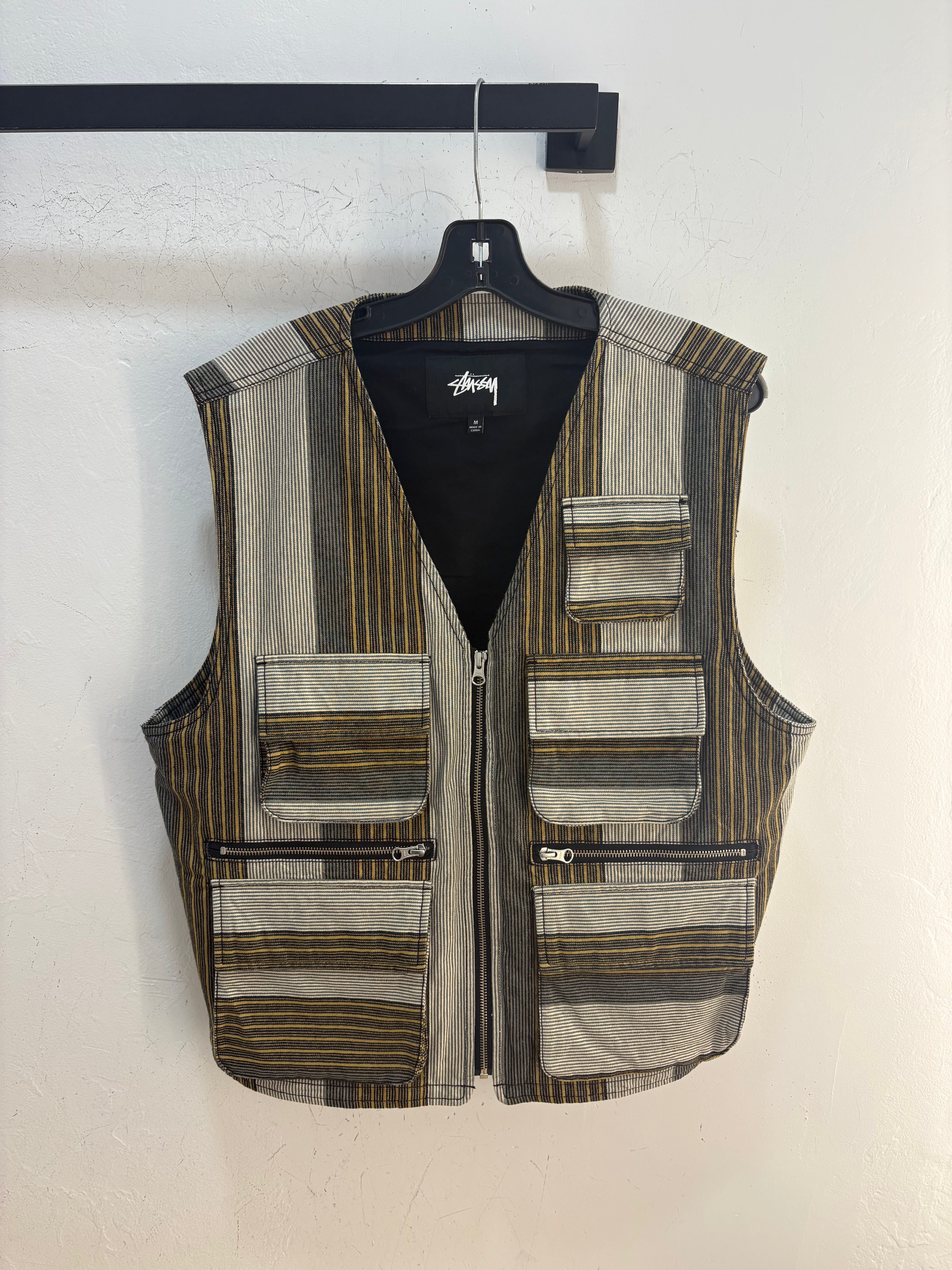 Stussy Striped Cargo Vest - M
