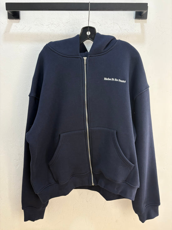 NEW Riche et en santé Navy Zipup Hoodie - M/L