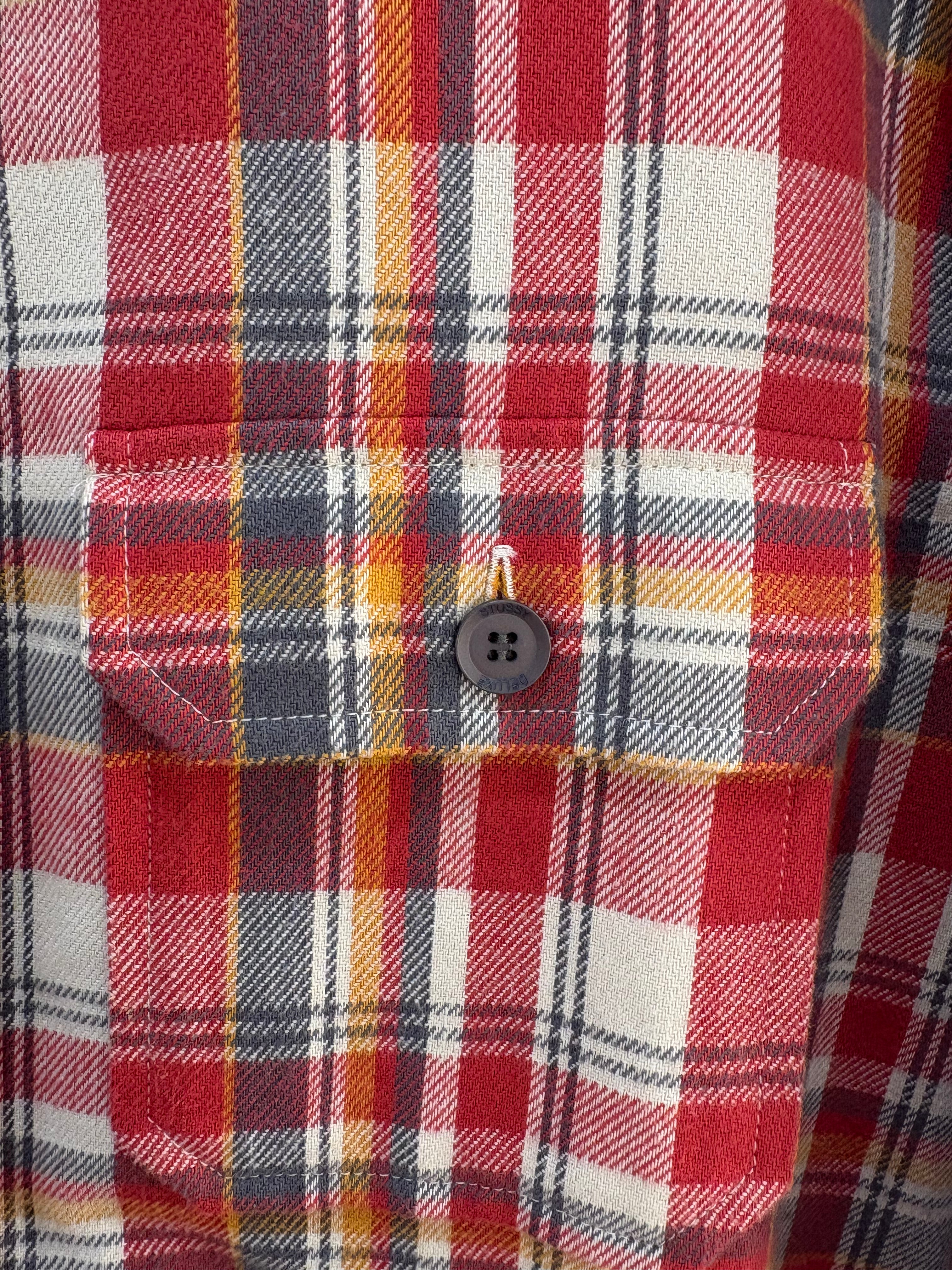 Stussy Plaid purple tag flannel - size L