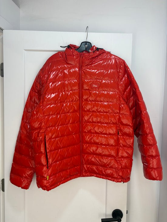 Dime glossy red puffer jacket - size XL