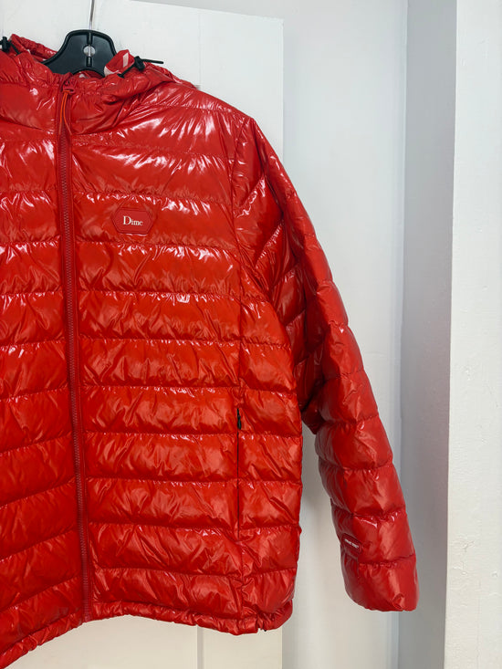 Dime glossy red puffer jacket - size XL