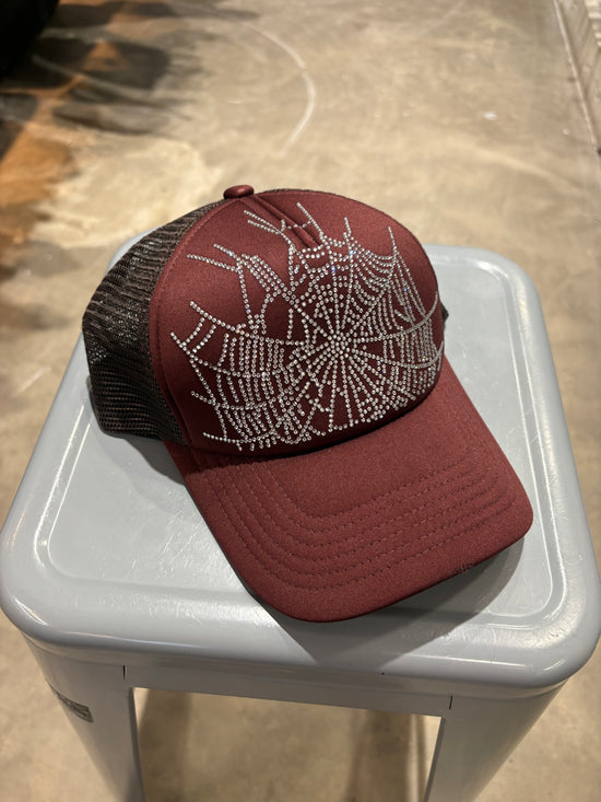 New Sp5der Brown swarkovski trucker hat