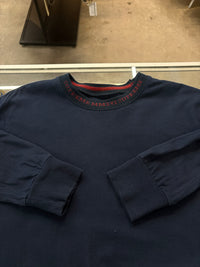 Supreme neck spellout navy l/s - size M
