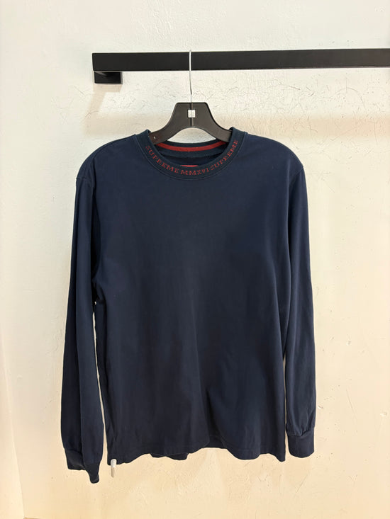 Supreme neck spellout navy l/s - size M