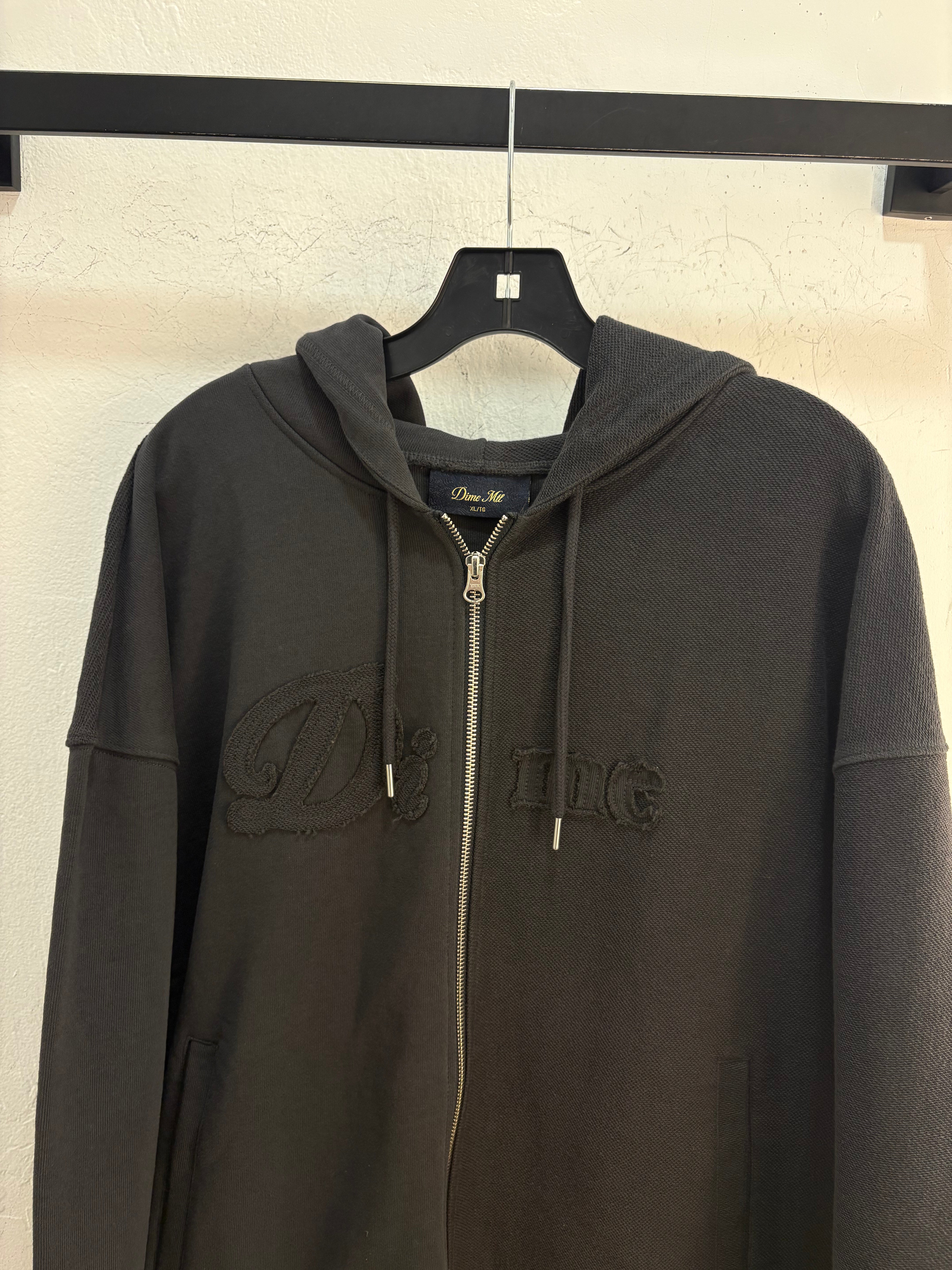 New Dime reverse black zip up hoodie - size XL