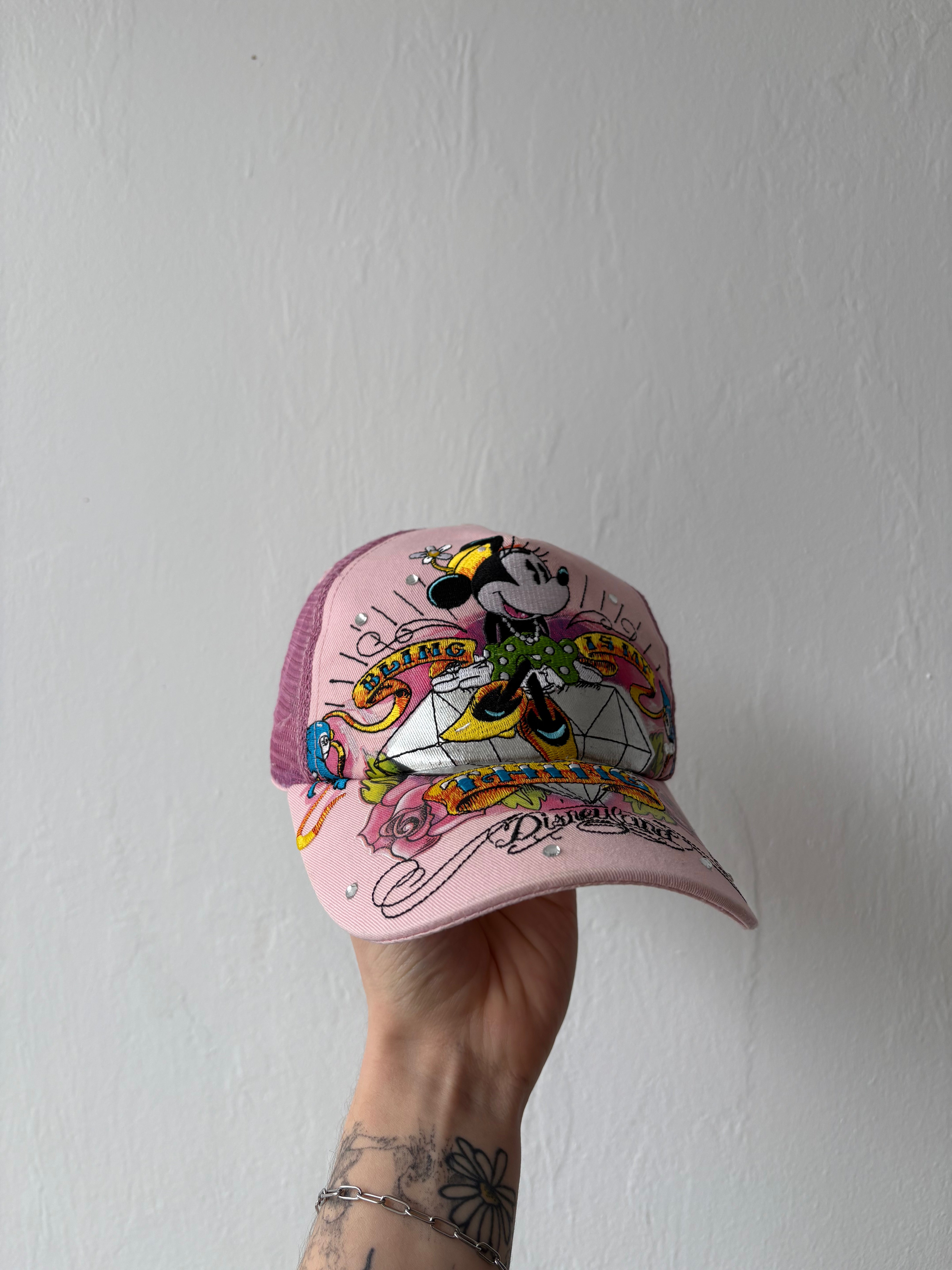 Y2k Minnie Mouse bling trucker cap