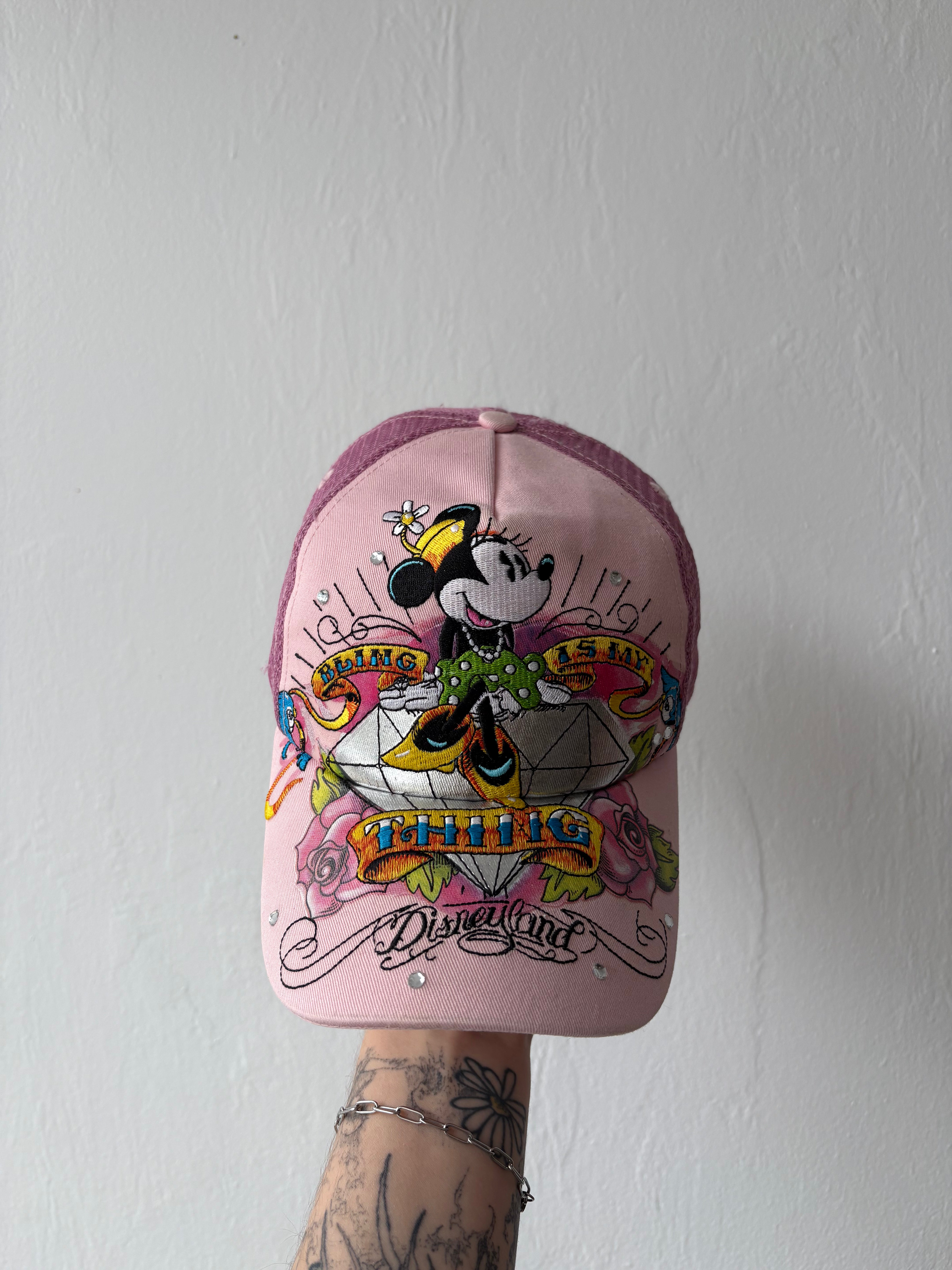 Y2k Minnie Mouse bling trucker cap