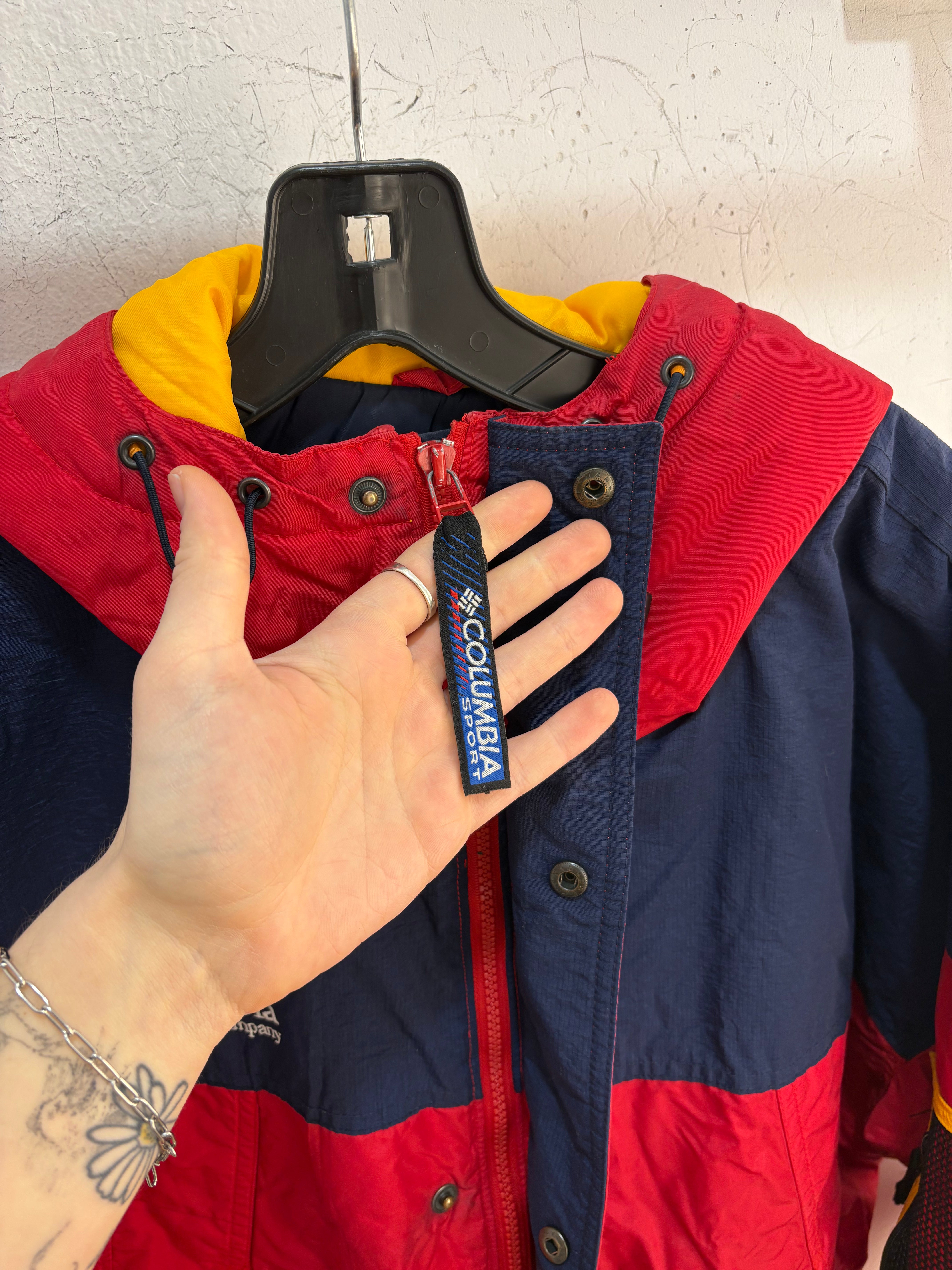 90s Columbia logo navy/red jacket - size L