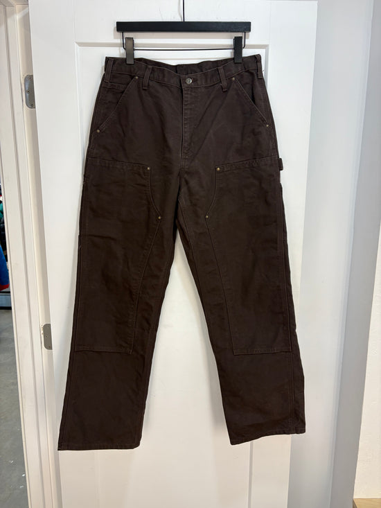 Pantalon de charpentier Carhartt marron à genoux renforcés - taille 34x32