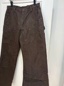 Pantalon de charpentier Carhartt marron à genoux renforcés - taille 34x32