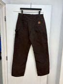Pantalon de charpentier Carhartt marron à genoux renforcés - taille 34x32