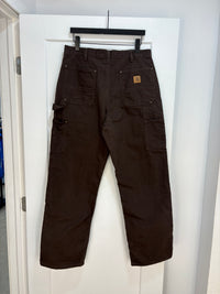 Pantalon de charpentier Carhartt marron à genoux renforcés - taille 34x32