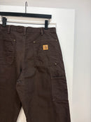 Pantalon de charpentier Carhartt marron à genoux renforcés - taille 34x32