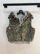 Gilet à capuche en fausse fourrure guépard Y2K - taille M femme