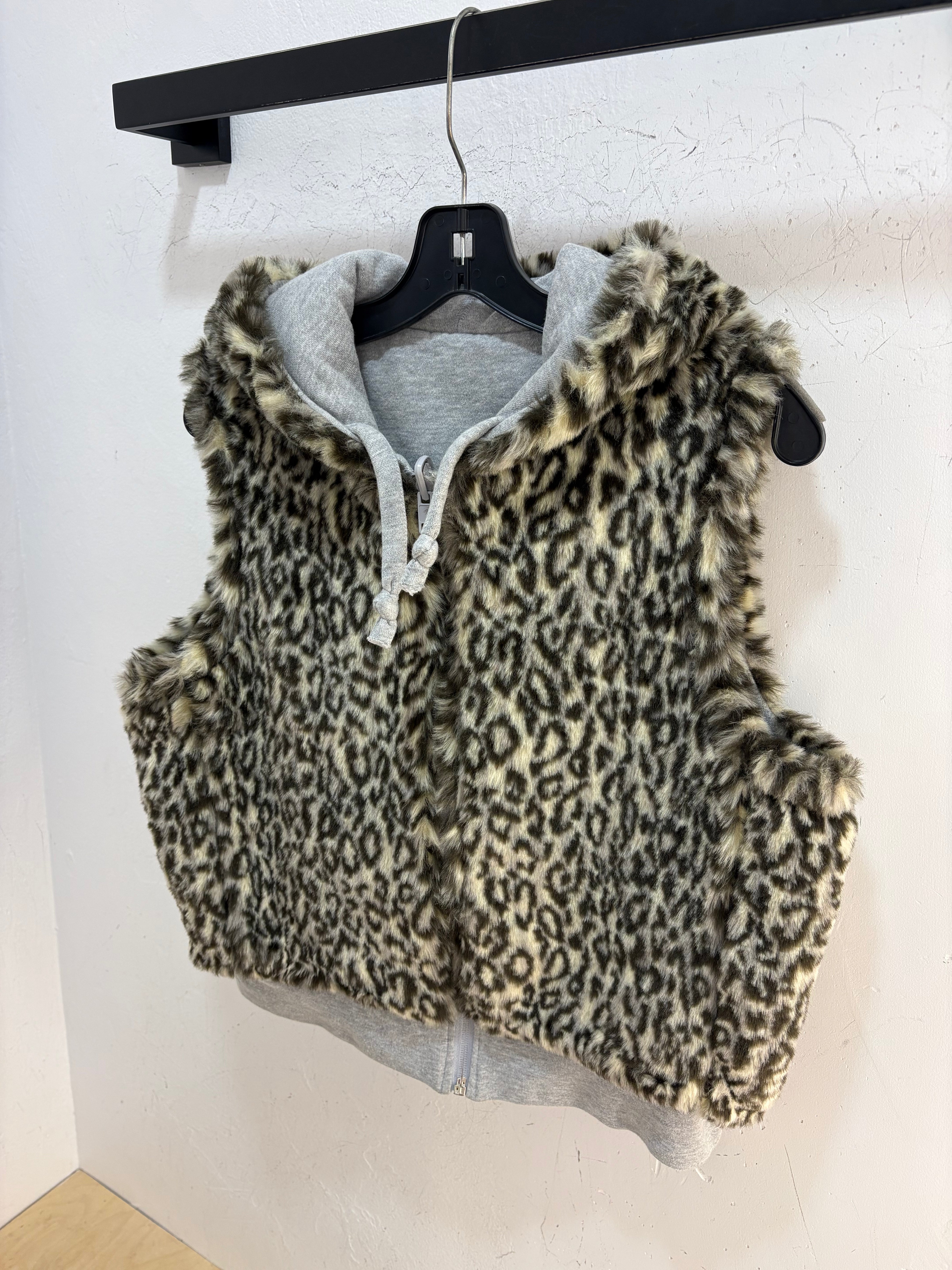 Gilet à capuche en fausse fourrure guépard Y2K - taille M femme