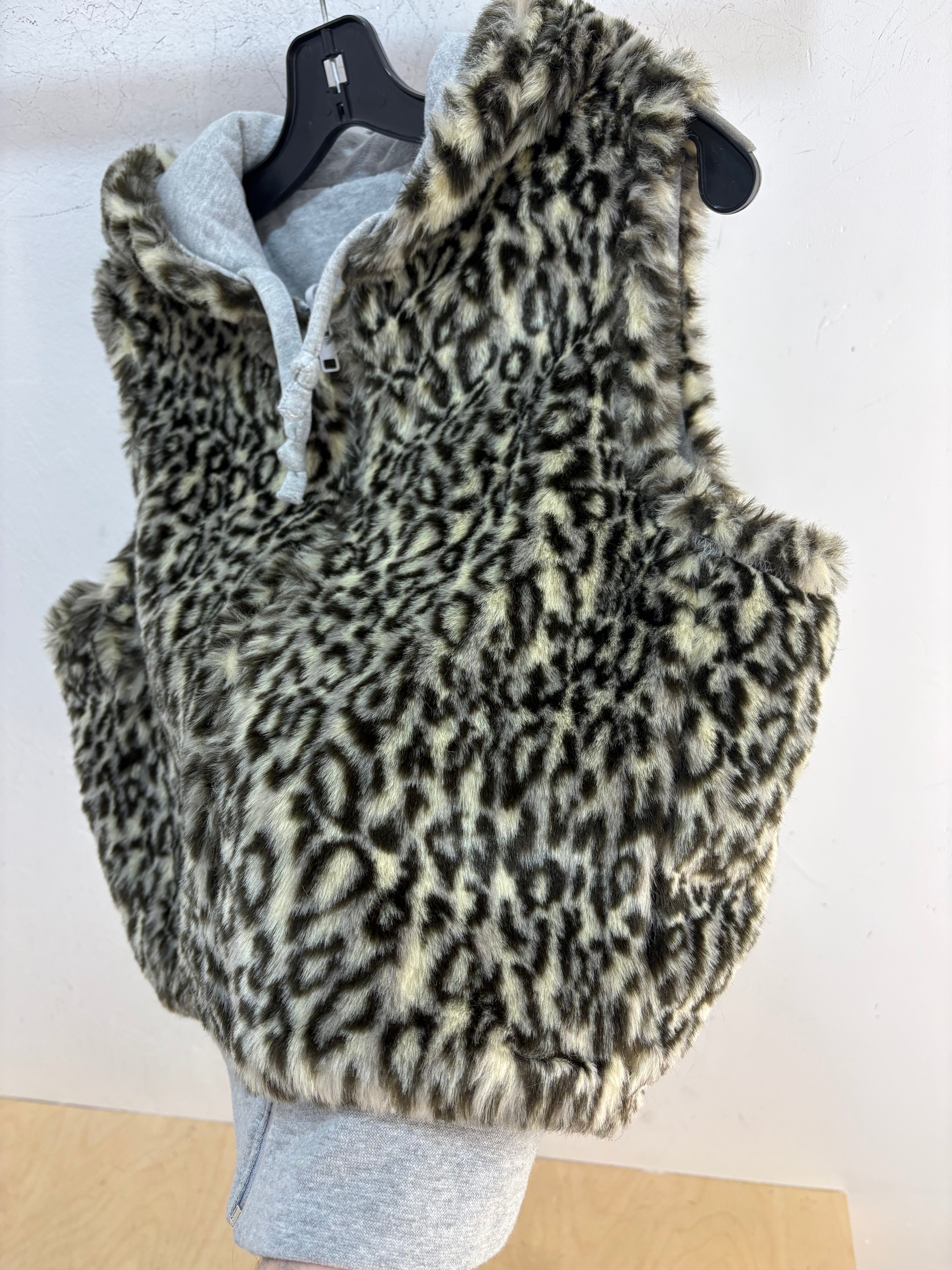 Gilet à capuche en fausse fourrure guépard Y2K - taille M femme