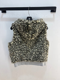 Gilet à capuche en fausse fourrure guépard Y2K - taille M femme