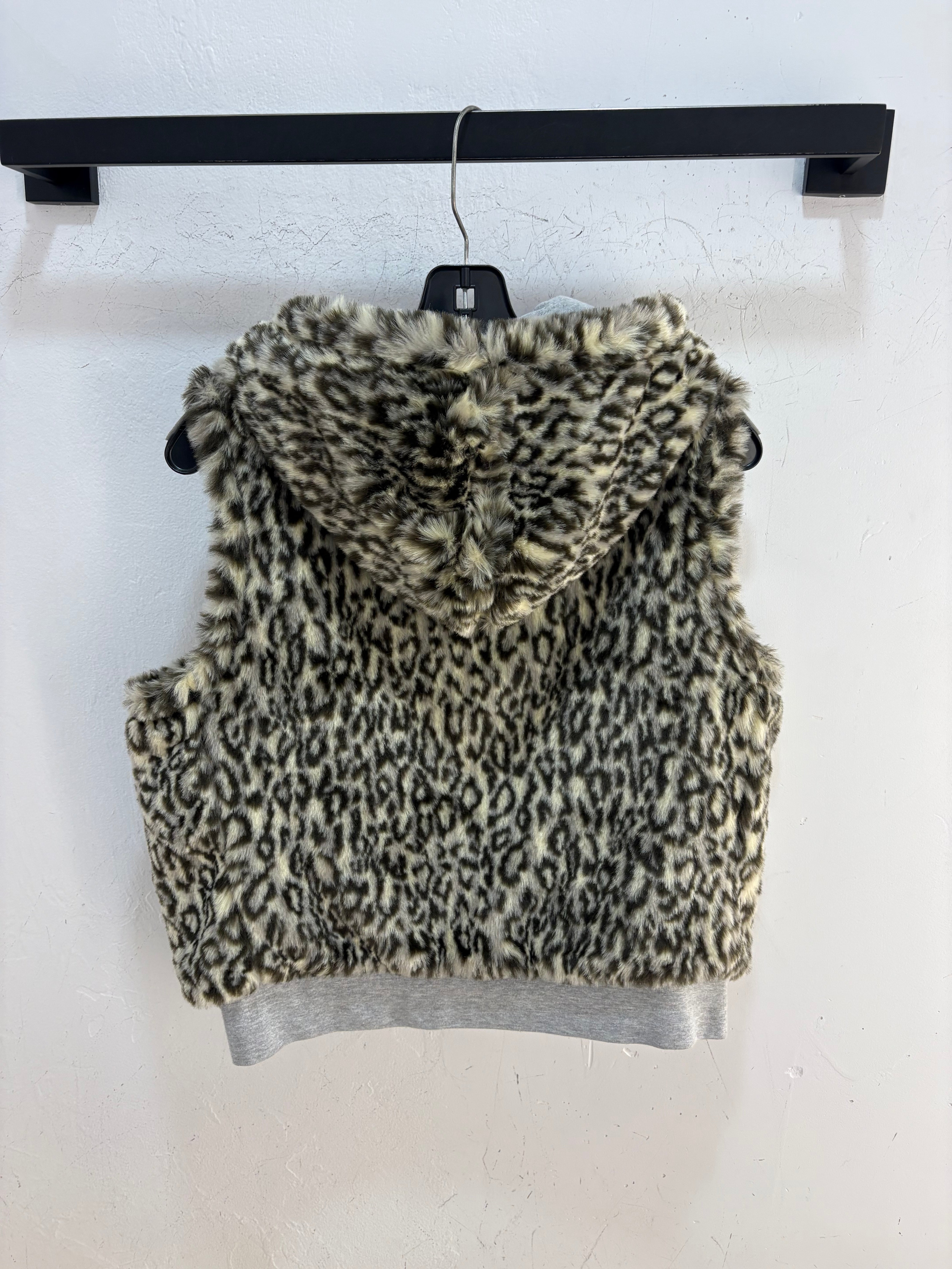 Gilet à capuche en fausse fourrure guépard Y2K - taille M femme