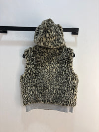 Gilet à capuche en fausse fourrure guépard Y2K - taille M femme
