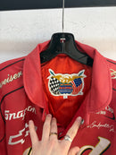 Veste de course en cuir Jeff Hamilton Budweiser - taille L