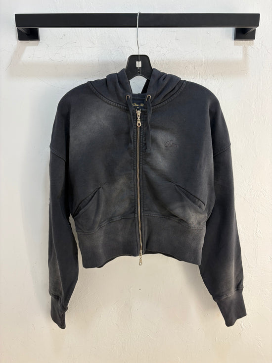 New Dime Navy faded cropped zip up hoodie - size S womens