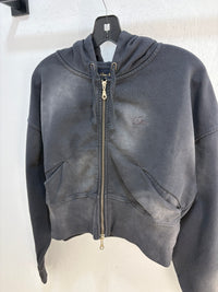 New Dime Navy faded cropped zip up hoodie - size S womens