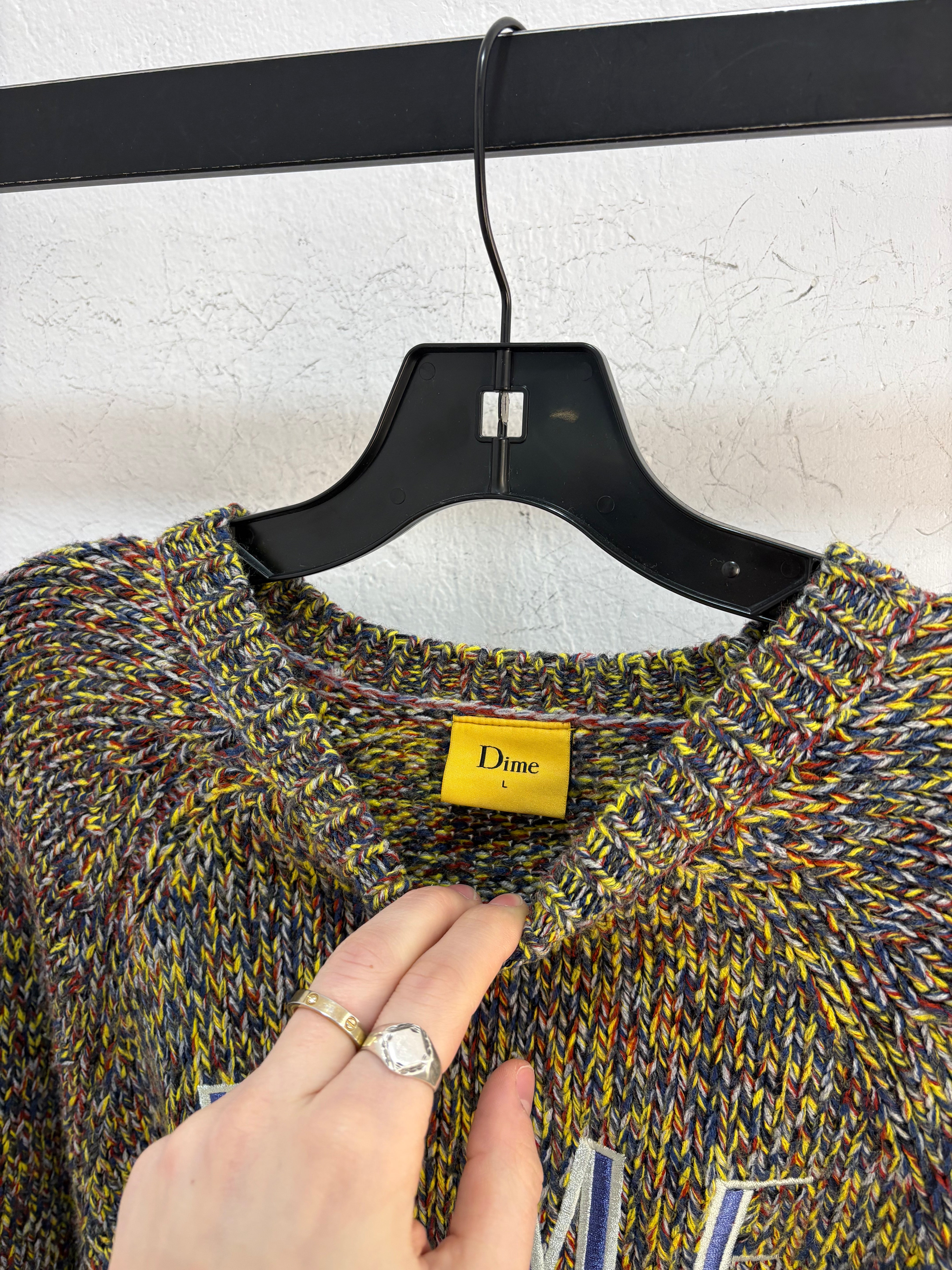 Dime yellow/blue knit sweater - size L