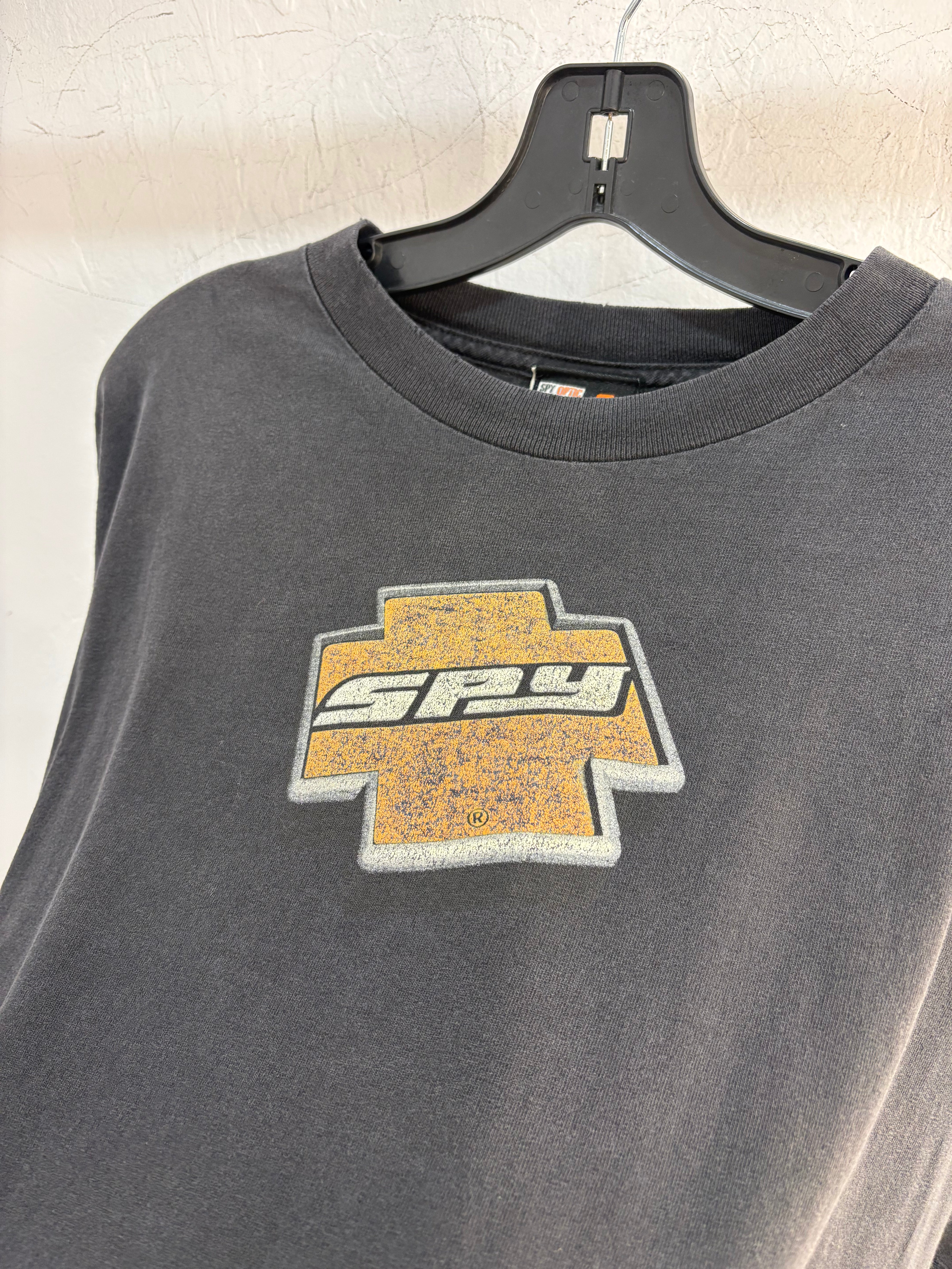 Y2k spy logo faded tee - size XL