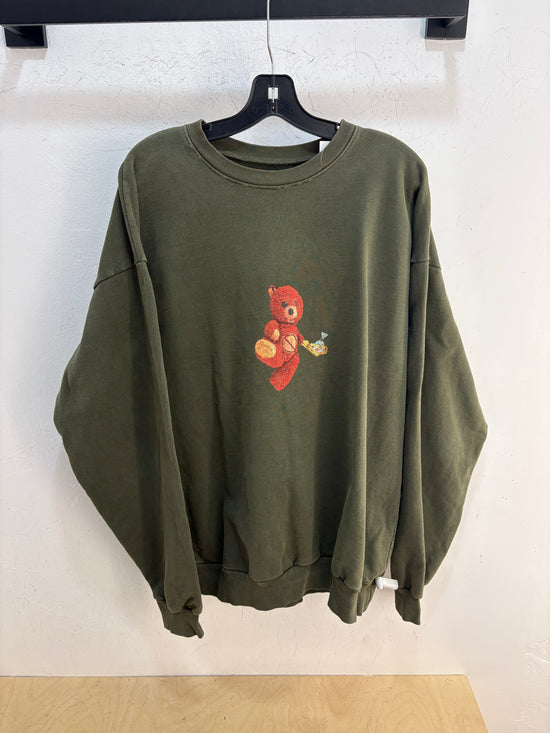 Astroworld teddy bear green faded crewneck - size XL