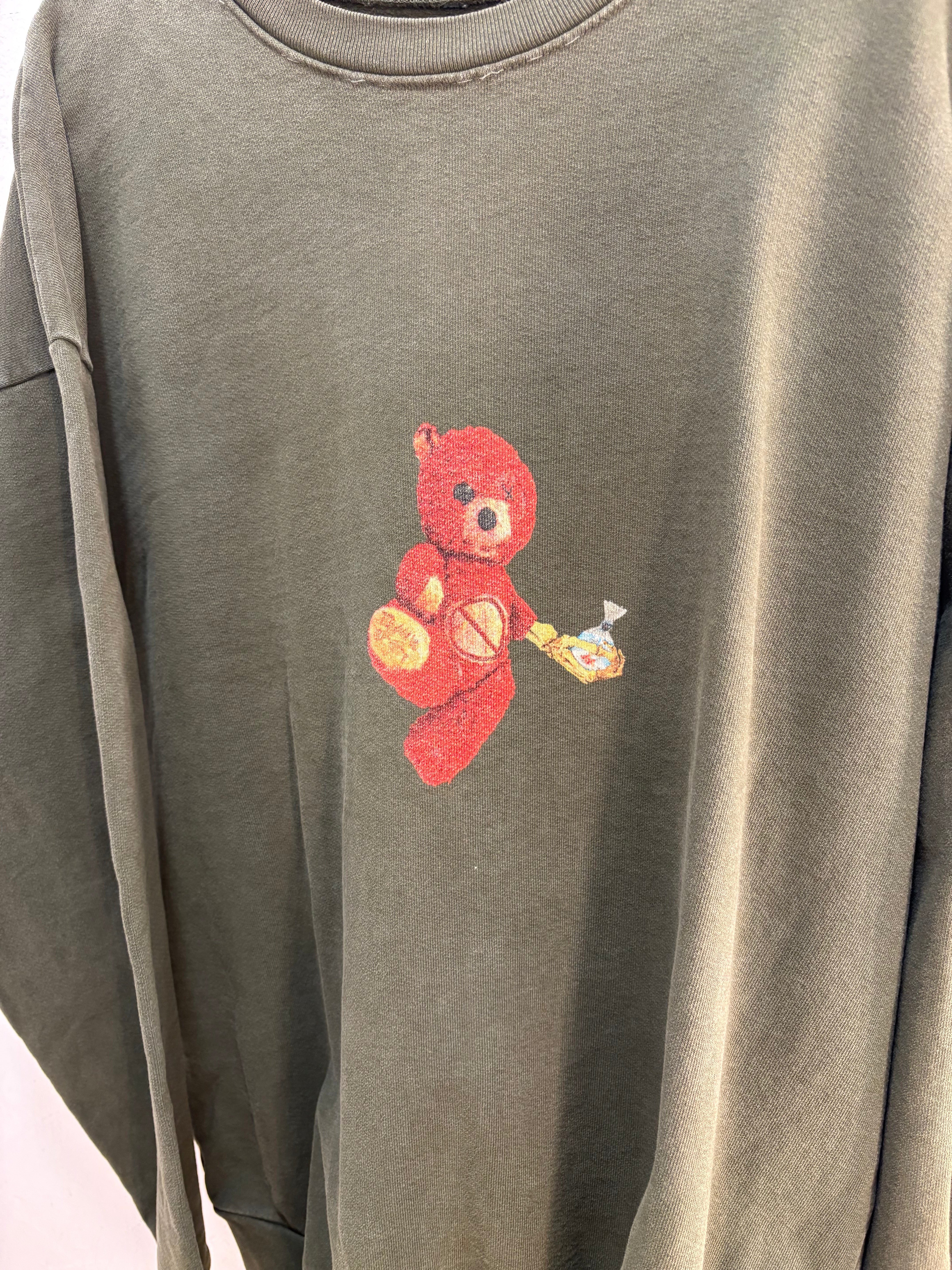 Astroworld teddy bear green faded crewneck - size XL