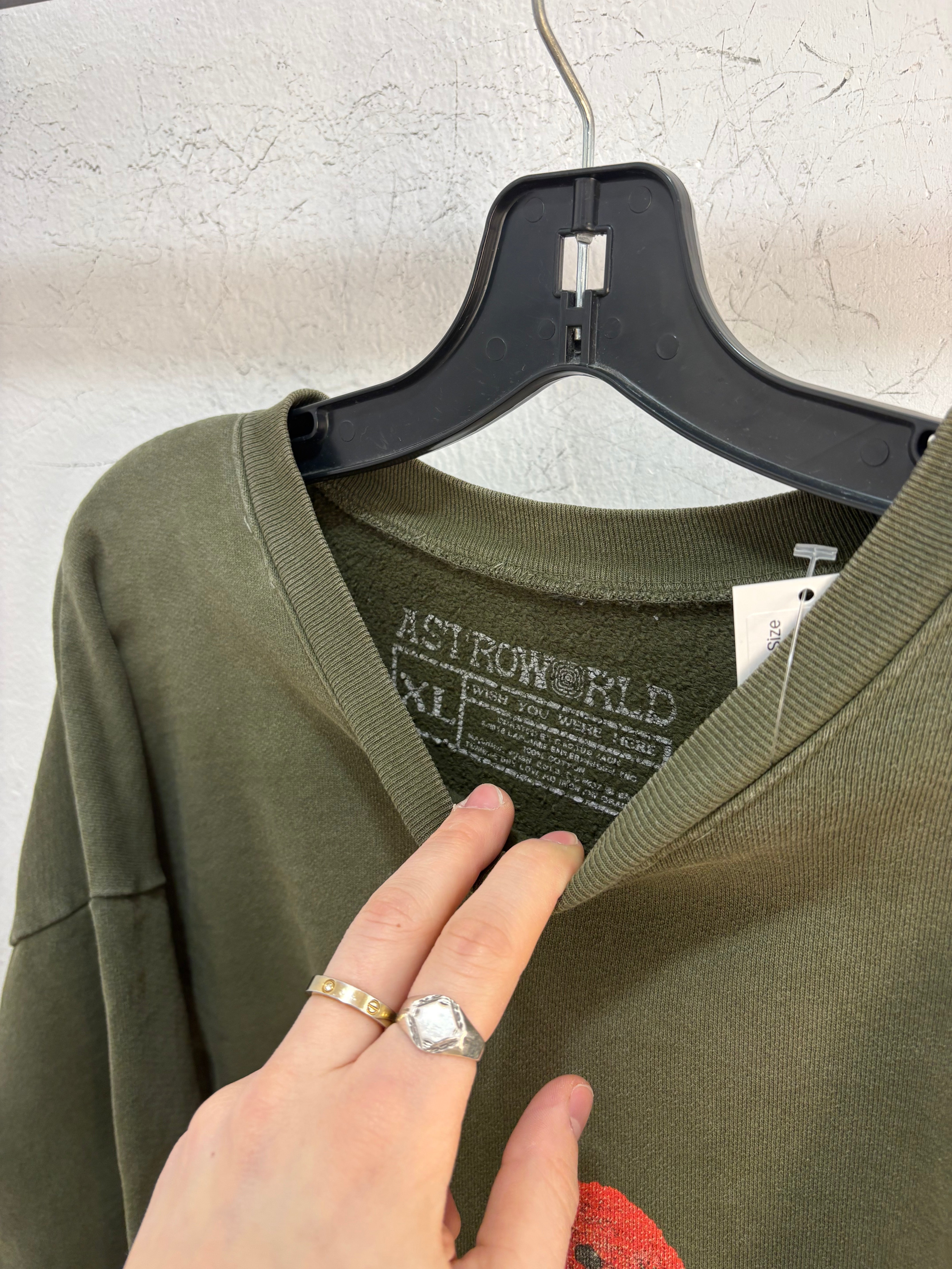 Astroworld teddy bear green faded crewneck - size XL