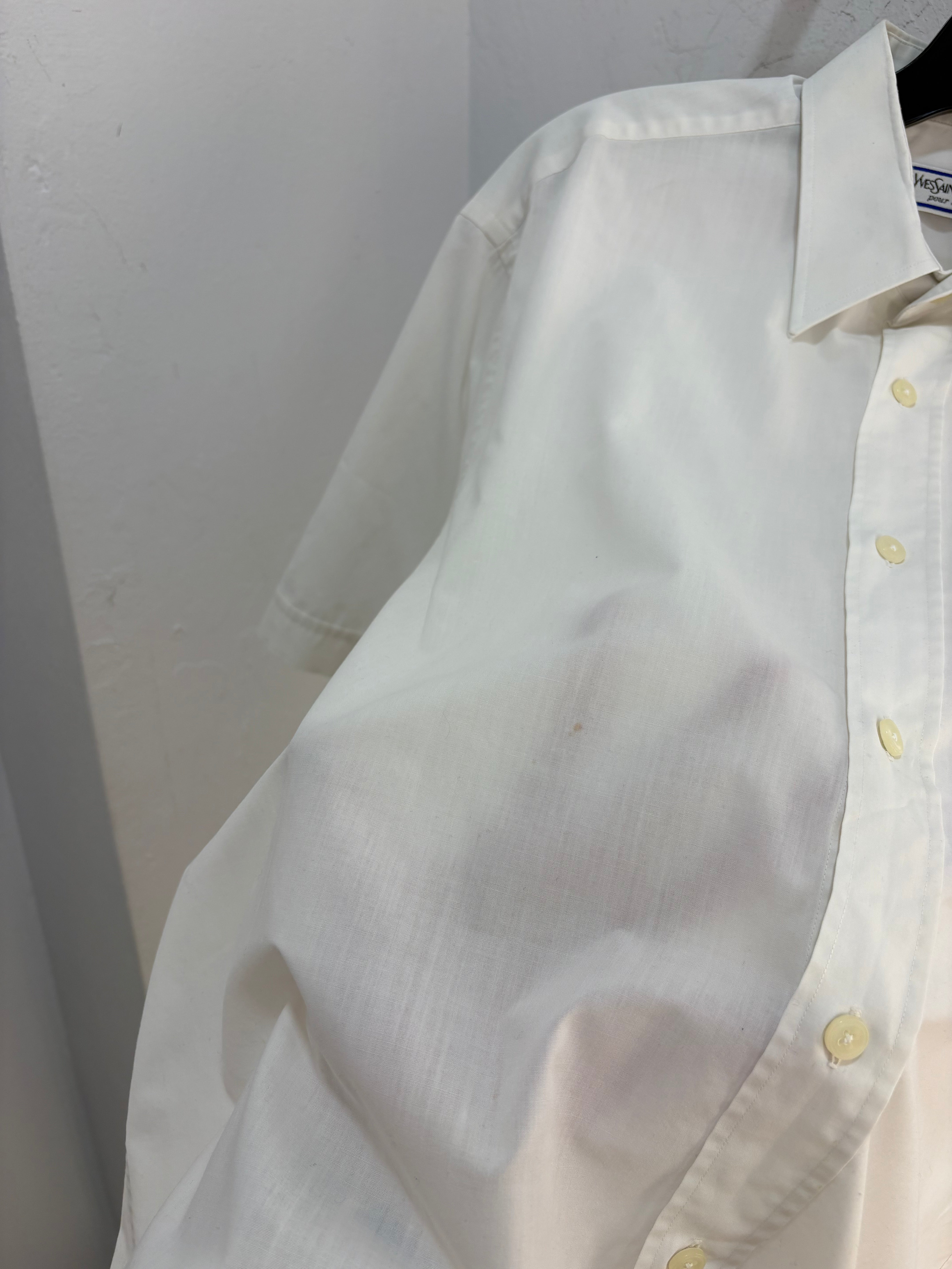 80s YSL white shirt button up - XL *stained