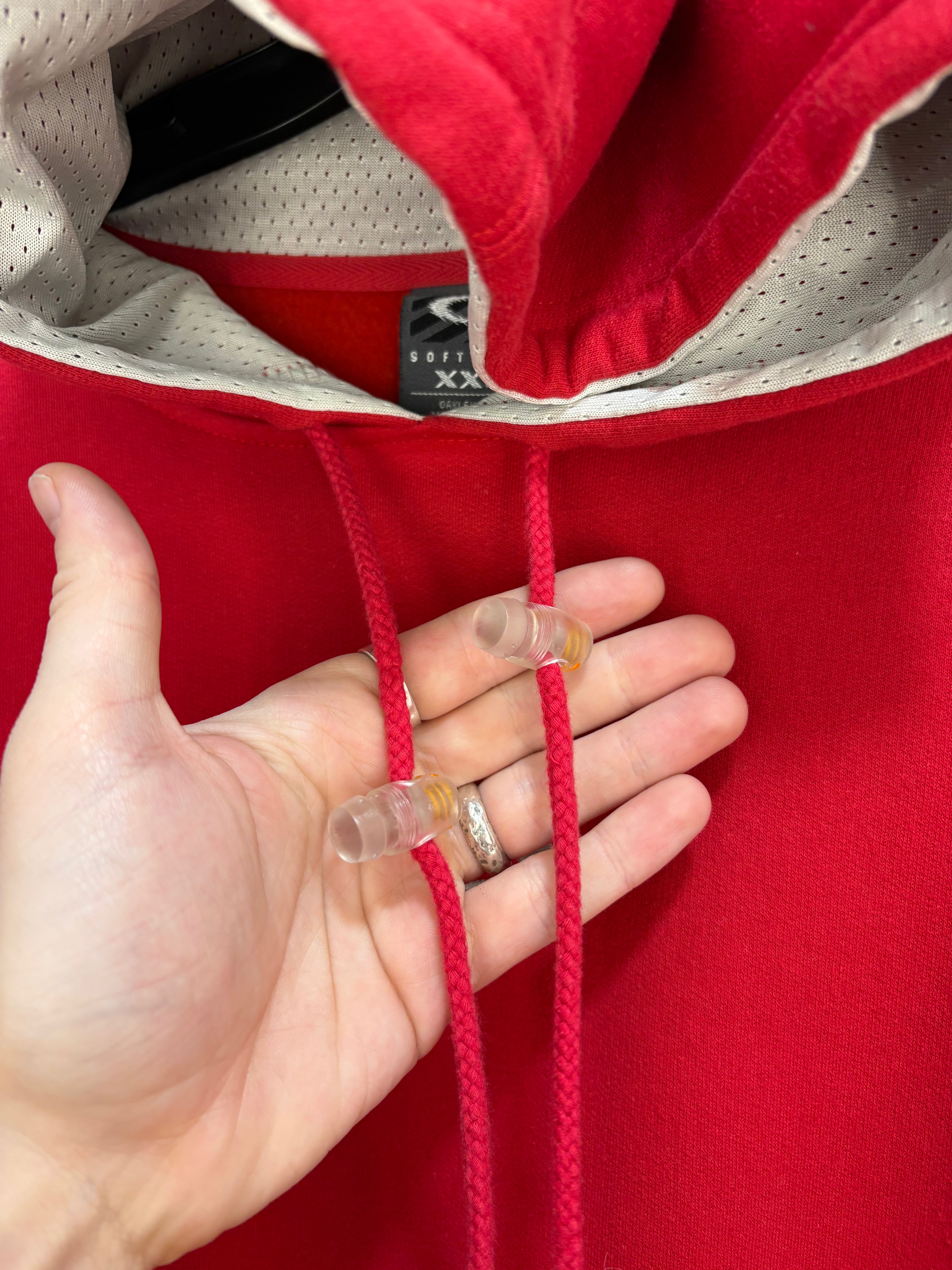 90s Oakley sofware mid logo red hoodie - size XXL