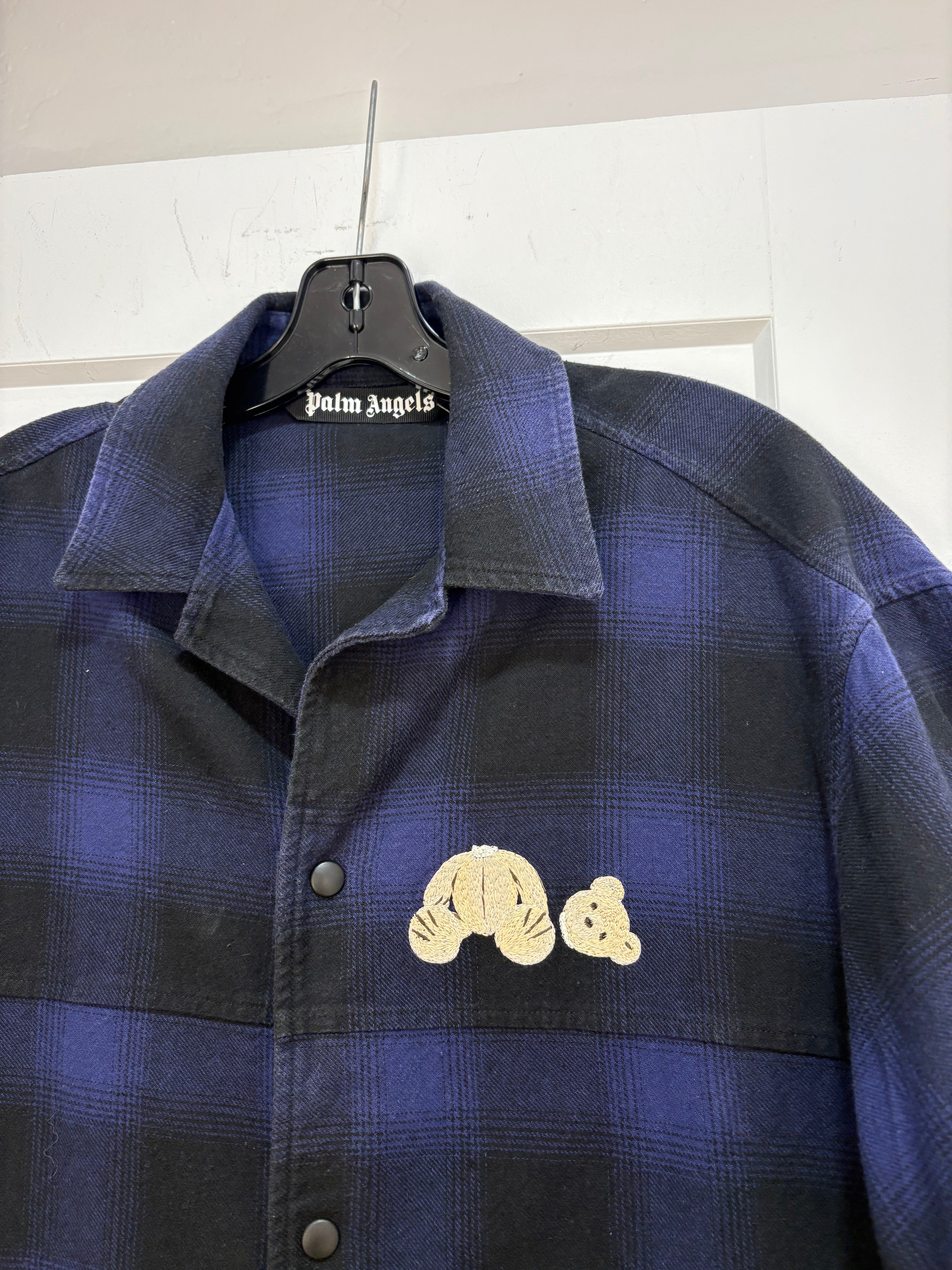 Palm Angels blue plaid flannel - size XXL