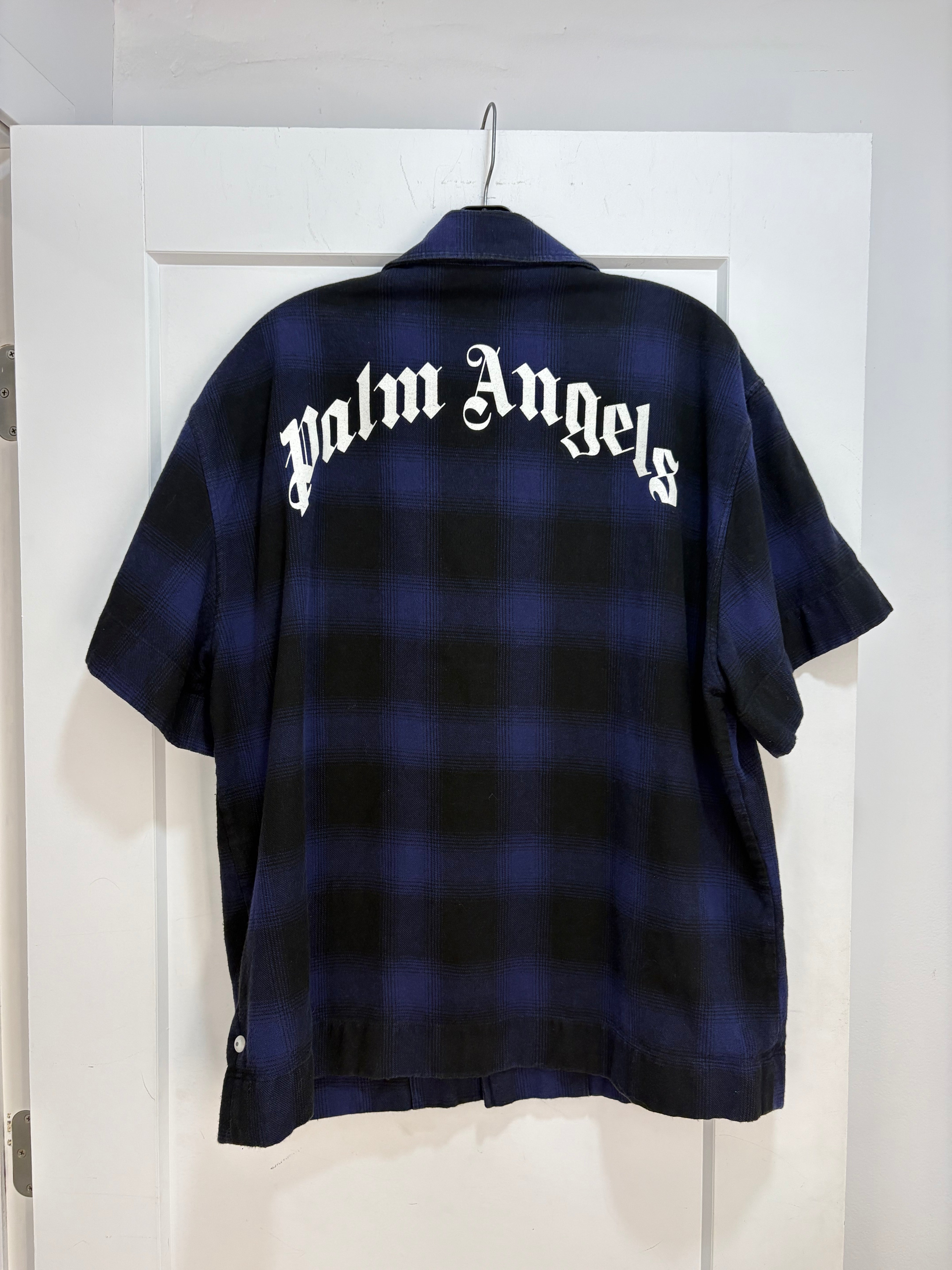 Palm Angels blue plaid flannel - size XXL