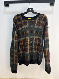 Dime Green/brown mohair sweater - size L