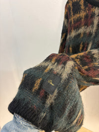 Dime Green/brown mohair sweater - size L