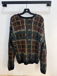Dime Green/brown mohair sweater - size L