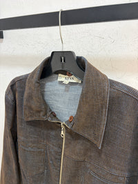 90s NESS brown felt denim zip jacket - fit L women