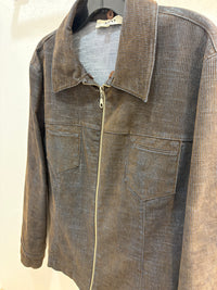 90s NESS brown felt denim zip jacket - fit L women