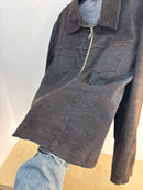 90s NESS brown felt denim zip jacket - fit L women