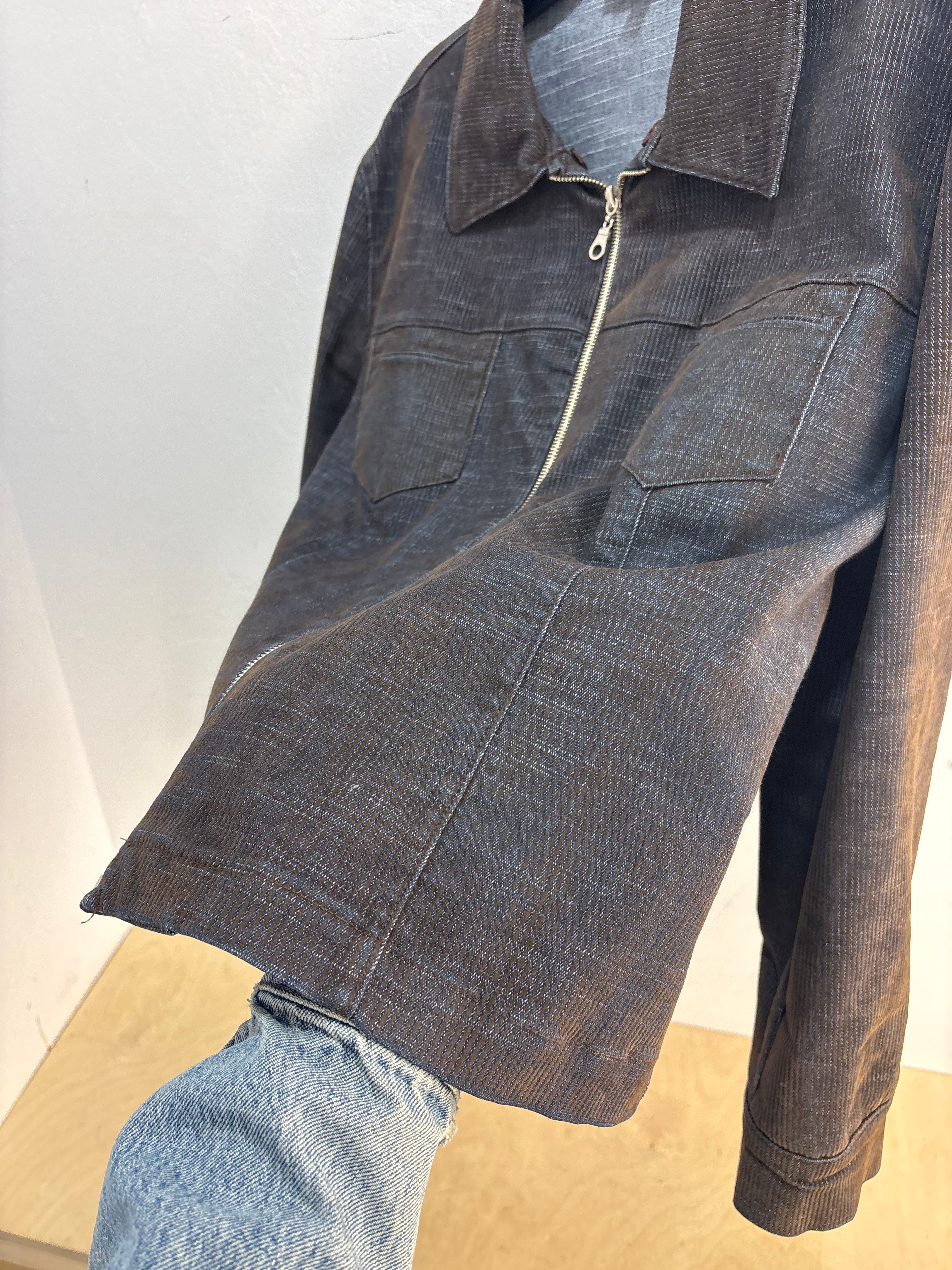 90s NESS brown felt denim zip jacket - fit L women