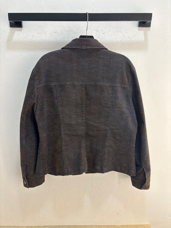 90s NESS brown felt denim zip jacket - fit L women