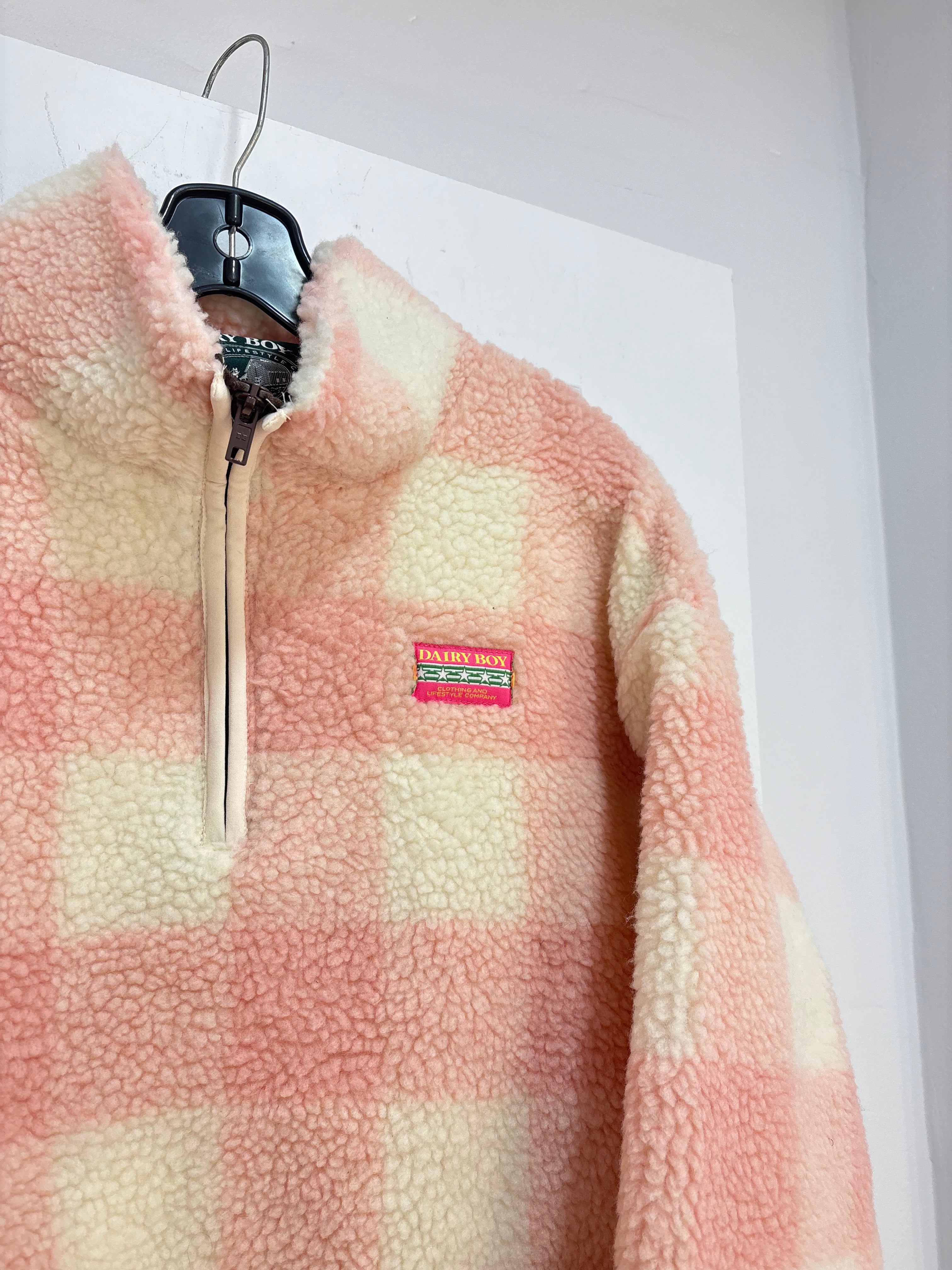Dairy boy pink fleece 1/4 zip - size M/L