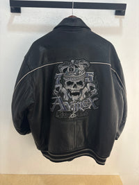 Avirex rides and rims black leather jacket - size XXL