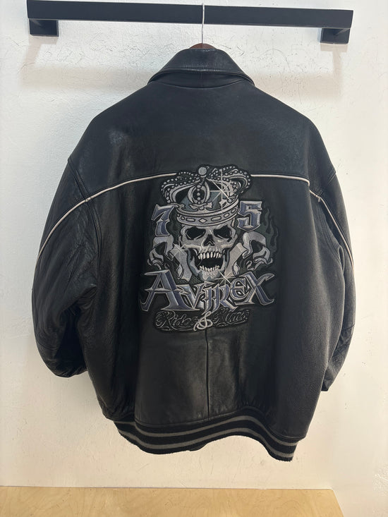 Avirex rides and rims black leather jacket - size XXL