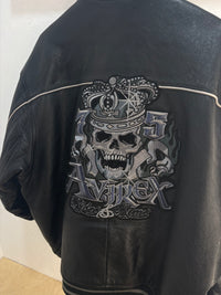 Avirex rides and rims black leather jacket - size XXL